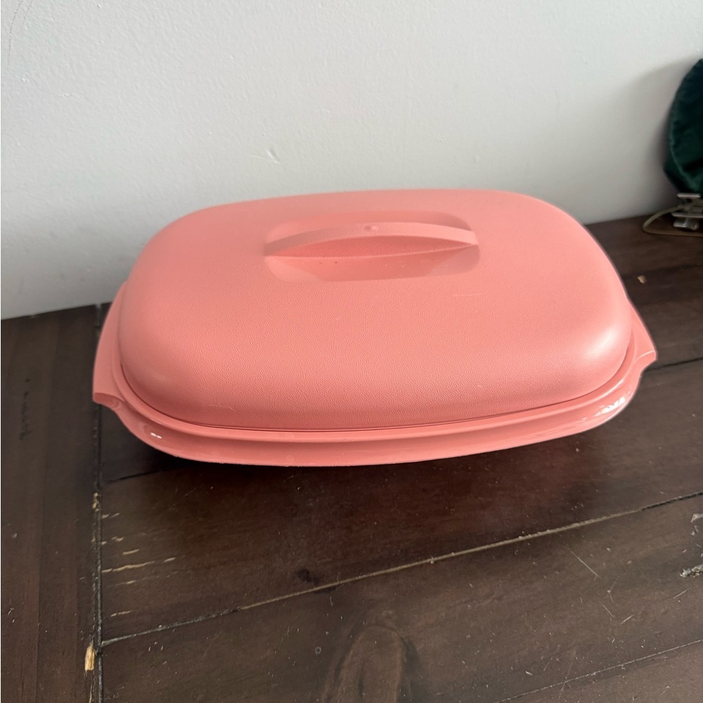 Vintage Tupperware Coral Pink Steamer Colander Microwave Cooker With Lid